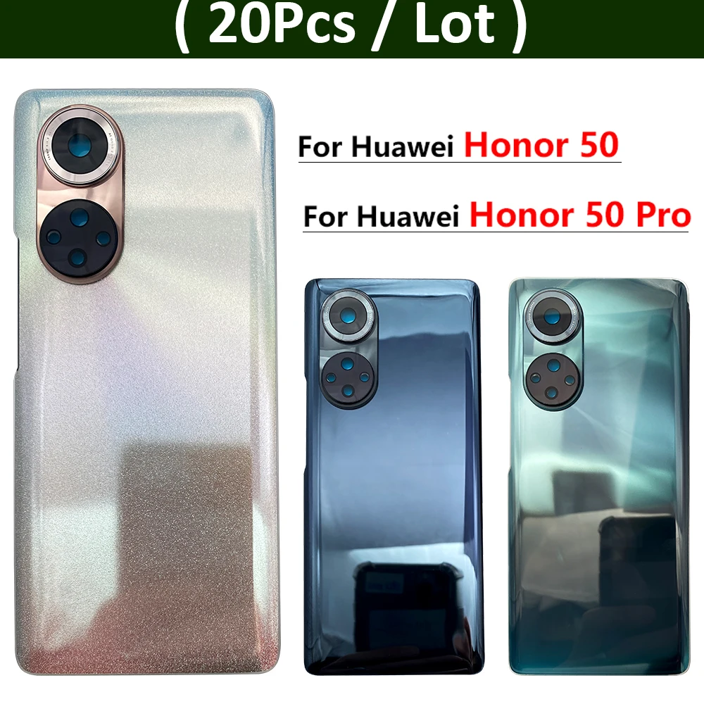 

20Pcs, Back Battery Door Rear Housing Cover Case With Camera Glass Lens For Huawei Honor 50 / Honor 50 Pro NTH-AN00 NTH-NX9