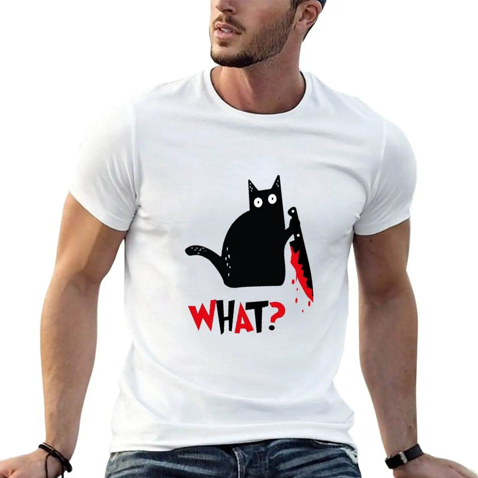 

New Funny Cat Shirt, What, Gift for her,gift for him, Cat Lover, What, Shocked Cat T-Shirt Oversized t-shirt men clothings