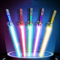 Children Colorful Glowing Sword Toys Telescopic Music Laser Sword 2-in-1 Rotating Decompression Toy Light Sword Kids Adult Toys 1