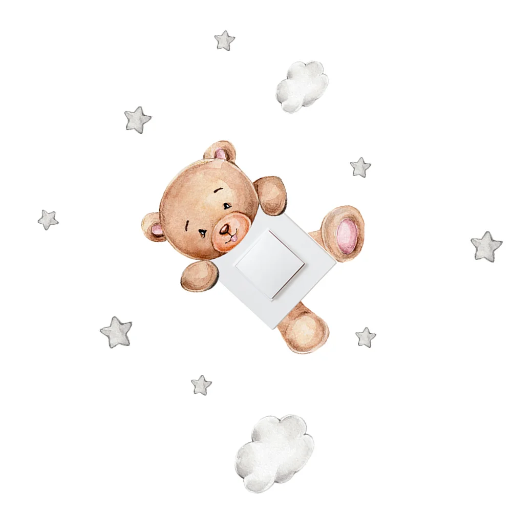 

1 Set of Light Decors Lamp Stickers Bear Shaped Wall Decals