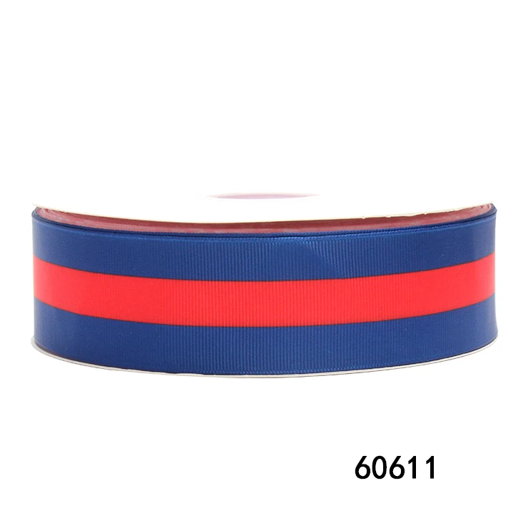 

(50yards) Navy and Red Striped Ribbons Printed Grosgrain Ribbon for Hairbows Craft Materials DIY