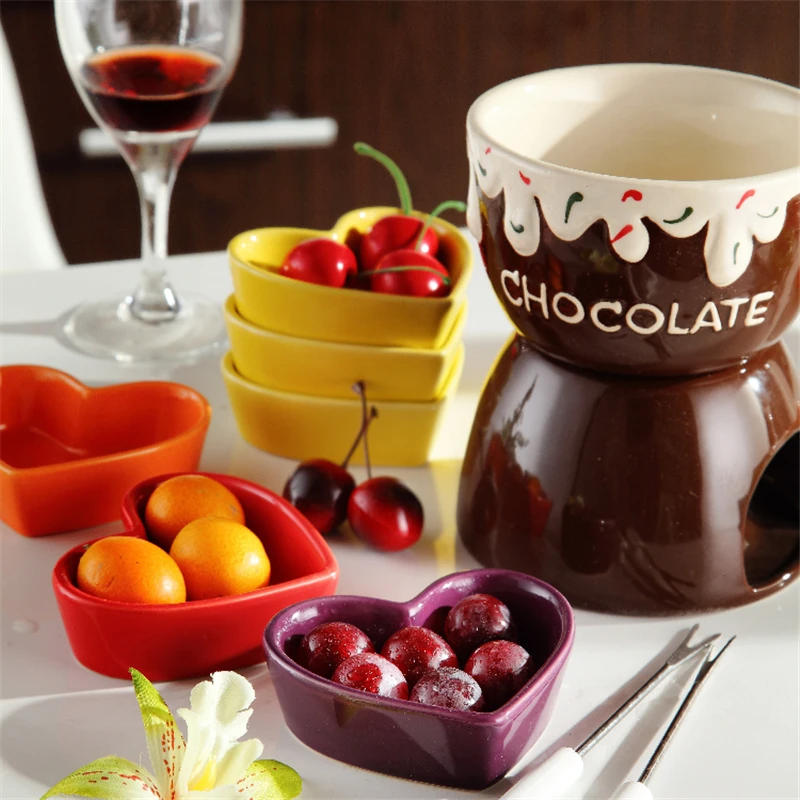 Coffee Ice Cream Pot Cute Design Chocolate Fondue Set Cheese Hot