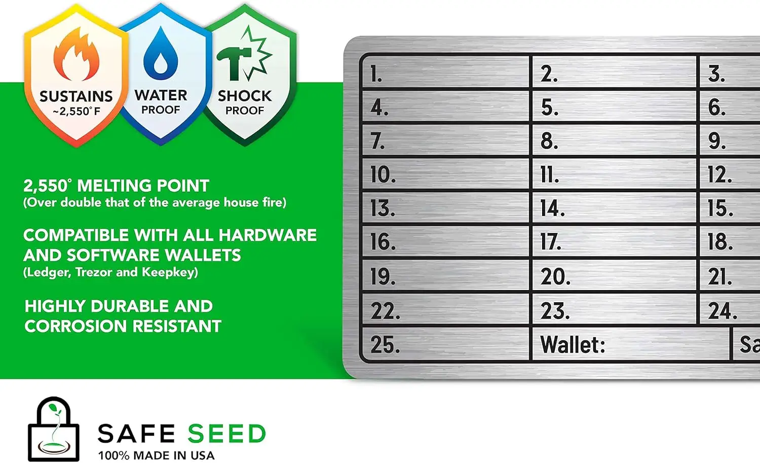 12-25 Word Recovery Passphrase Cold Storage Bitcoin Cryptocurrency Crypto  Metal Hardware Wallet - AliExpress