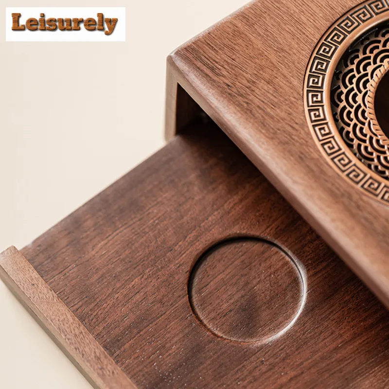 Walnut Wood Tea Warmer Holder Candle Heater Stove Household Kettle Stand Baked Milk Jar Carbon Furnace Chinese Tea Set Supplies