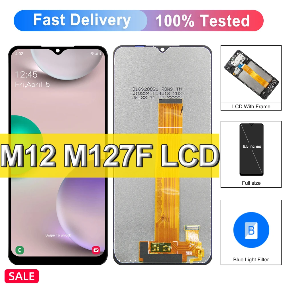 

6.5" New Replacement LCD For Samsung Galaxy M12 M127F SM-M127F/DSN, with Touch Screen Digitizer For Samsung M12 LCD Display