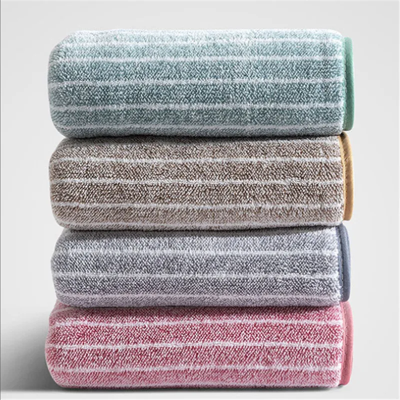 1Pc 34x75cm Coral Velvet Striped Thickened Soft Absorbent Home Bathroom Adult Hand Towel 2