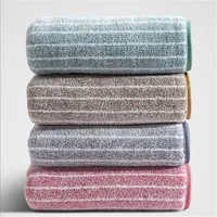 1Pc 34x75cm Coral Velvet Striped Thickened Soft Absorbent Home Bathroom Adult Hand Towel 2