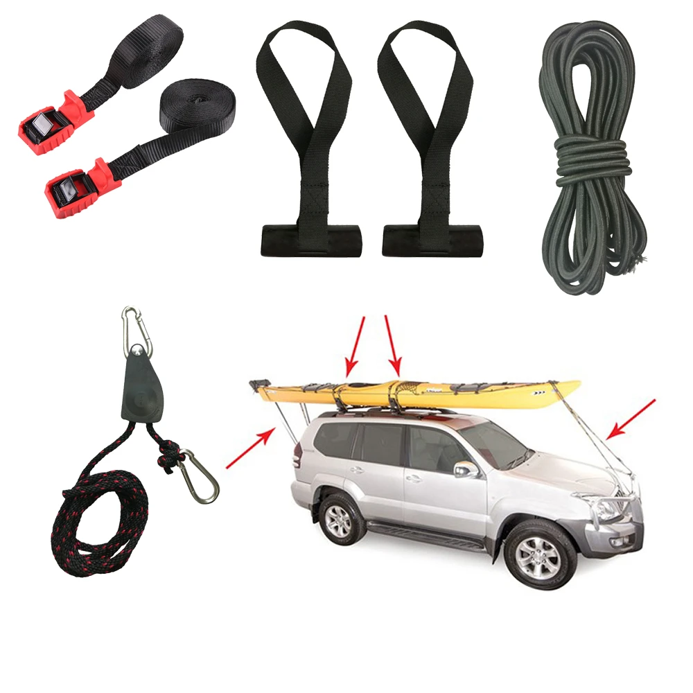 Kayak Strapping Down Kit Cam Buckle Tie Down Straps Rope Bow Stern Tie Down Ratchet Strap Hook