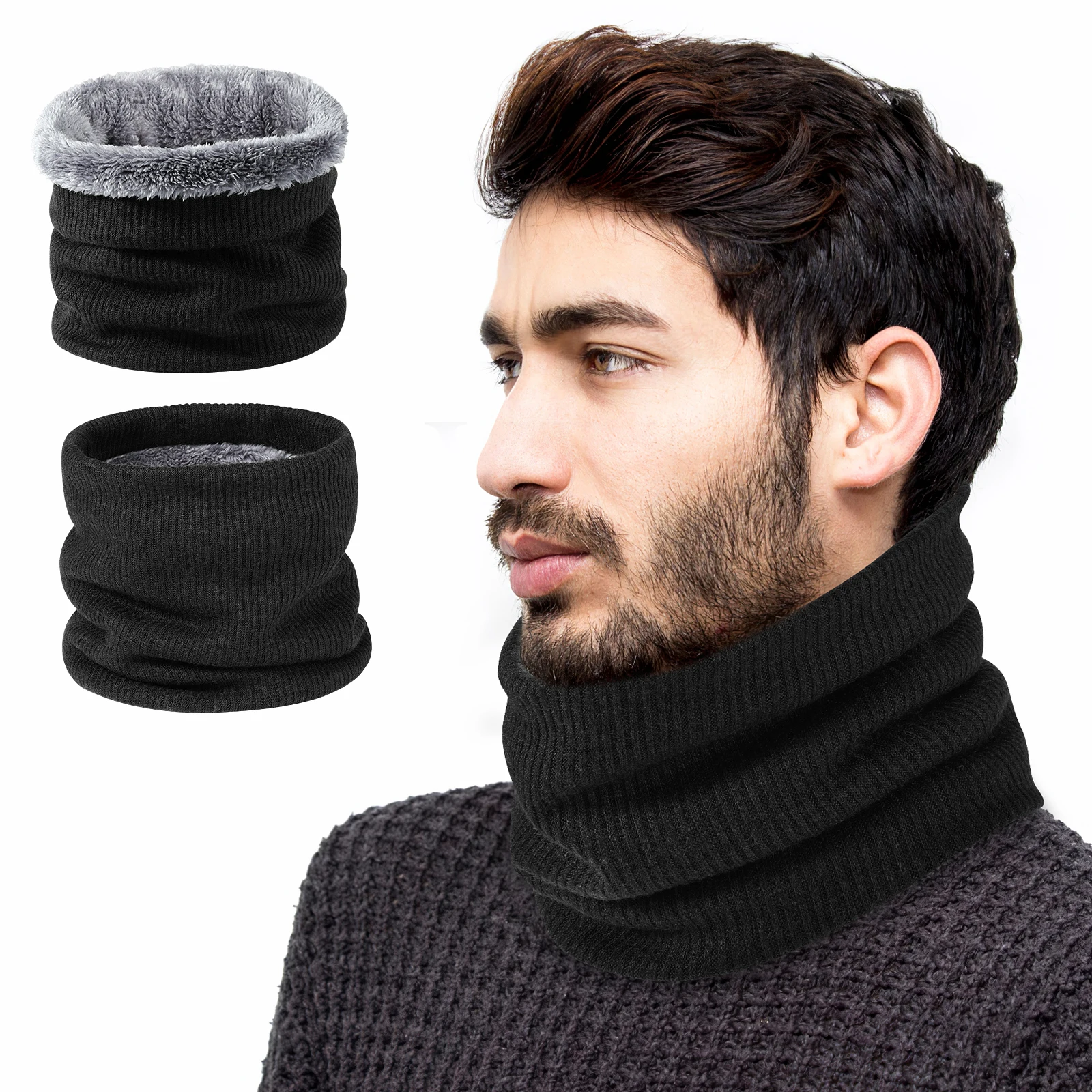 

MoKo Fleece Neck Warmer 2 Pcs Windproof Neck Gaiter Face Scarf Cover for Men Women Running Skiing Snowboarding