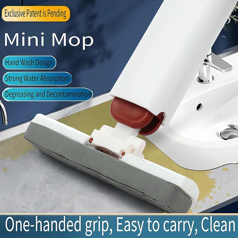 Easy Squeeze Mop , Mini Mop , Small Mops for Small Areas which Includes 2  Sponge Heads. Sponge