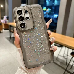 Wave Transparent Glitter Epoxy Protective Phone Case Shell - Galaxy S20 FE (Black)