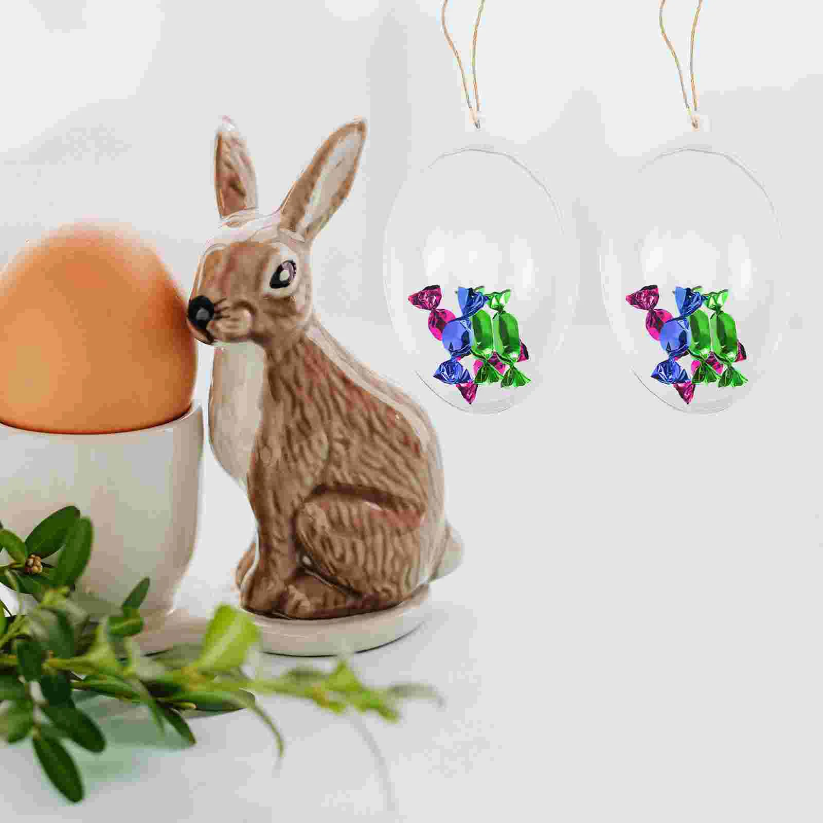 Transparent Egg Box Easter Scene Hanging Ornament Shaped Pendant Plastic Craft Decor Themed Festival Prop Christmas Decorations 2