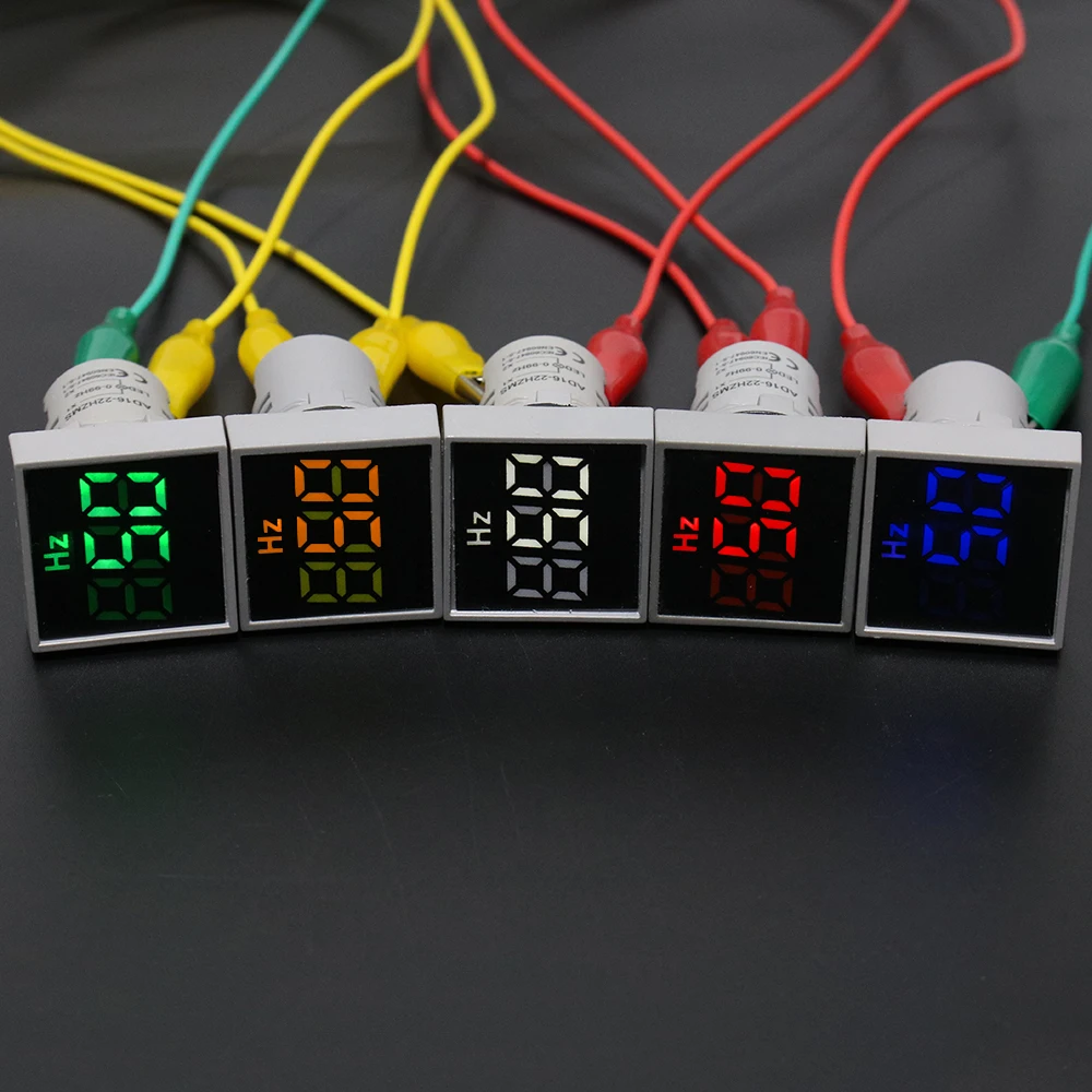 Frequency Meter Square 22mm Measuring Range 0-100 Hz Digital Display Electricity Hertz meter Indicator Signal Light Combo Tester
