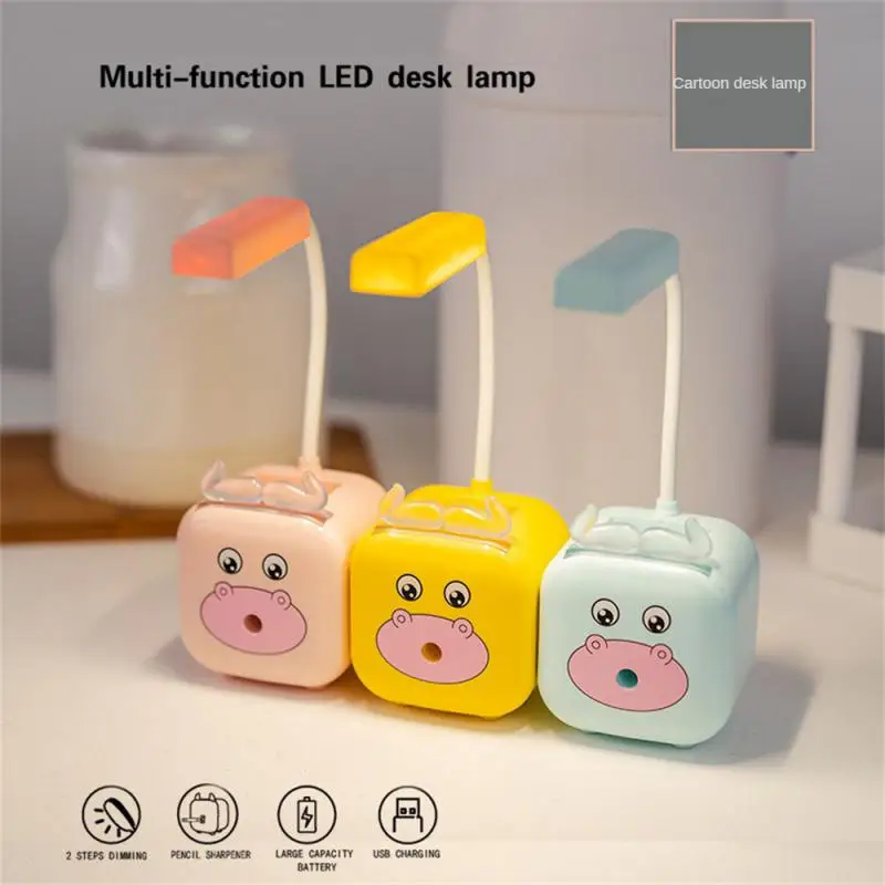 

Atmosphere Lamp Pink/blue/yellow Pencil Sharpener Cartoon Cute 2023 Household Tools Desk Lamp 400mah Student Hot Usb Charging