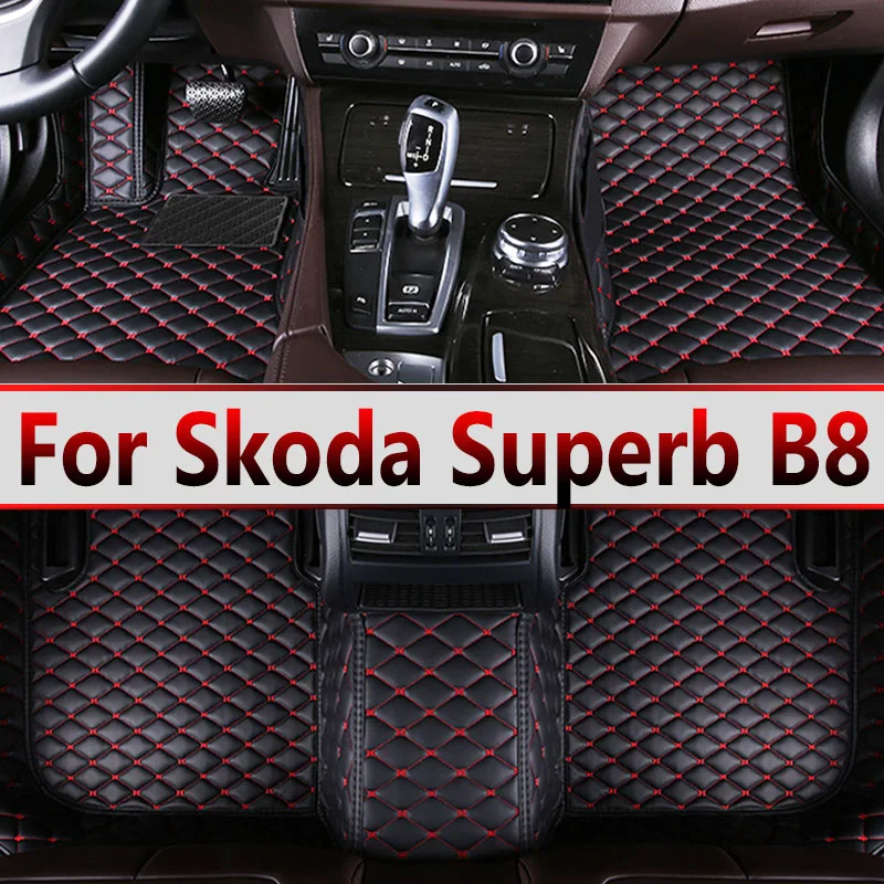 

Автомобильные коврики для Skoda Superb B8 3V 2016 ~ 2022 2021 2020 коврики кожаные напольные коврики внутренние части водонепроницаемые накладки автомобильные аксессуары