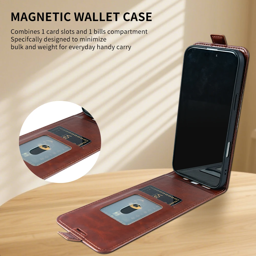 Elegant Maple Leaf Leather Phone Case with Card Slot - Front & Back Cover