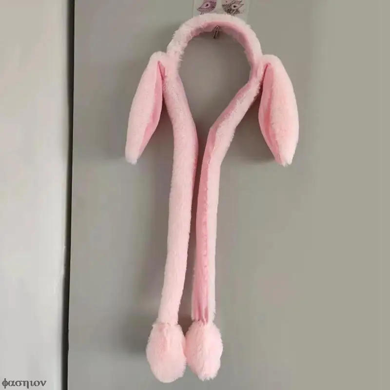 Hat With Earflaps Rabbit Women's Hat Beanie Plush Moving Shine Bunny Ears Hat Movable Ears Toy Hat Children Animal Hat