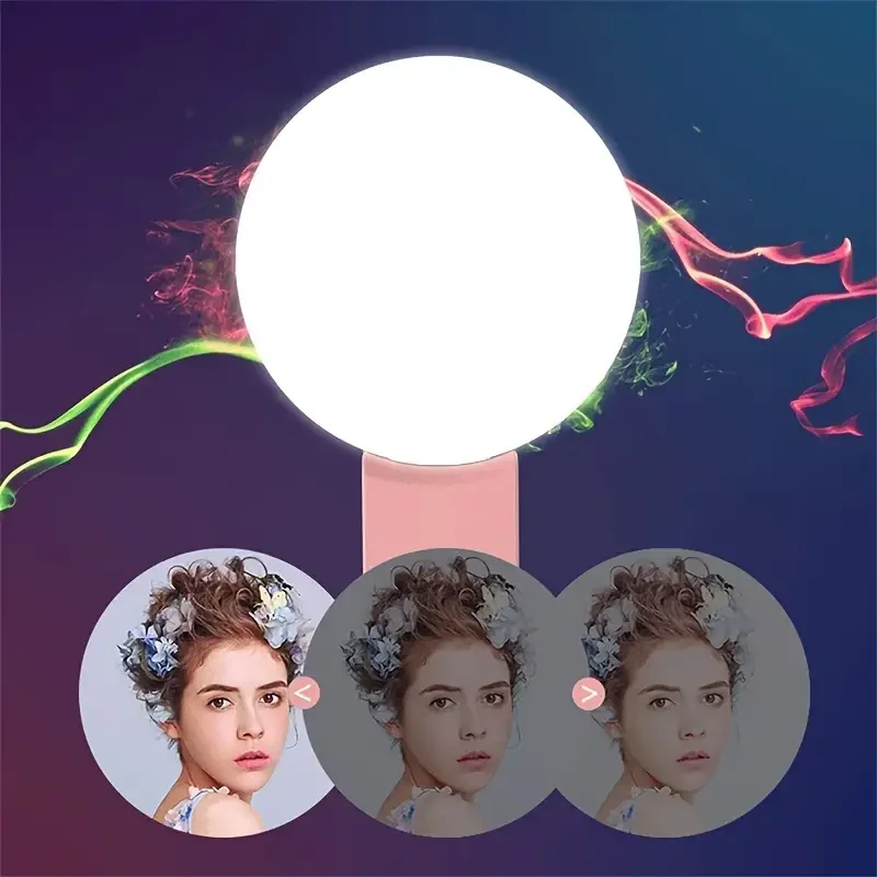 LED Ring Light Mobile Phone Fill Flash Lens Ring Light Lamp Portable Clip Three Stop Dimming Mini Durable Practical 10 LED Selfie Ring Beauty