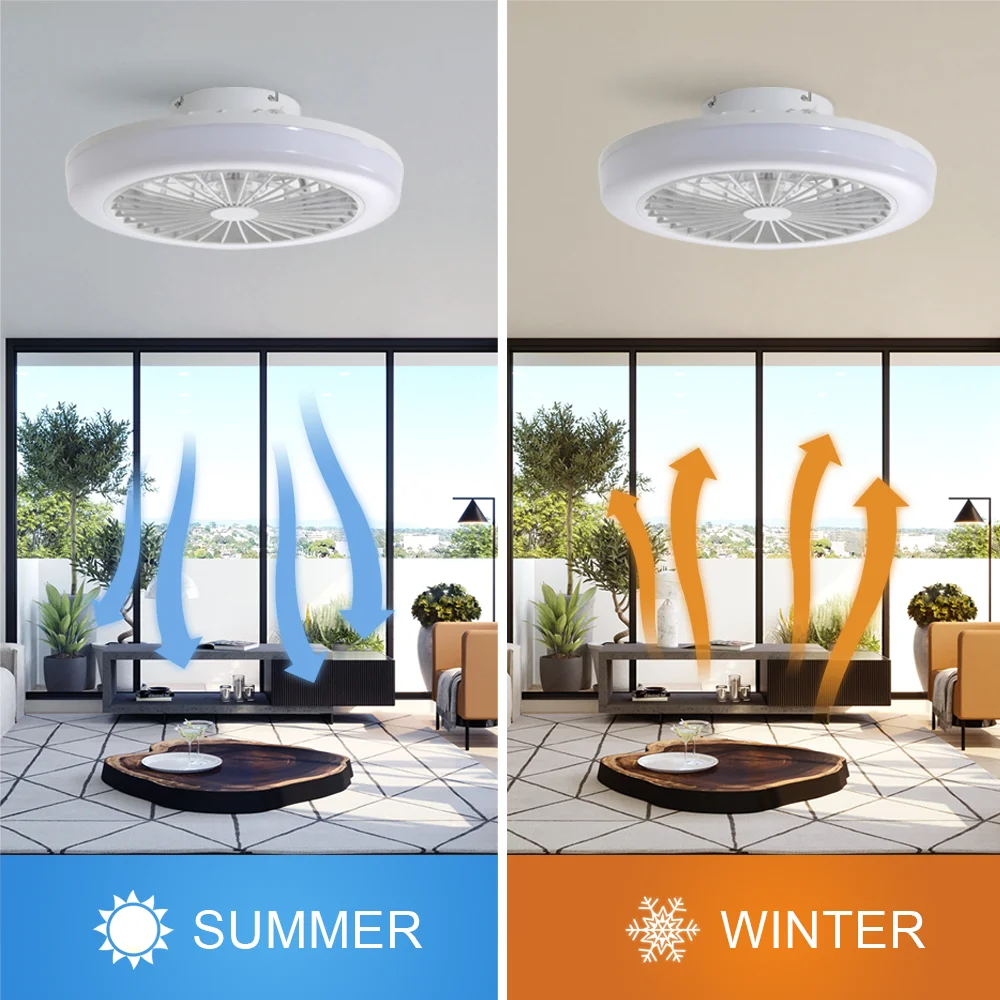Sofucor Modern 18-Inch Ceiling Fan LED Lamp DC 6 Speed Ceiling Fan Light Remote Control