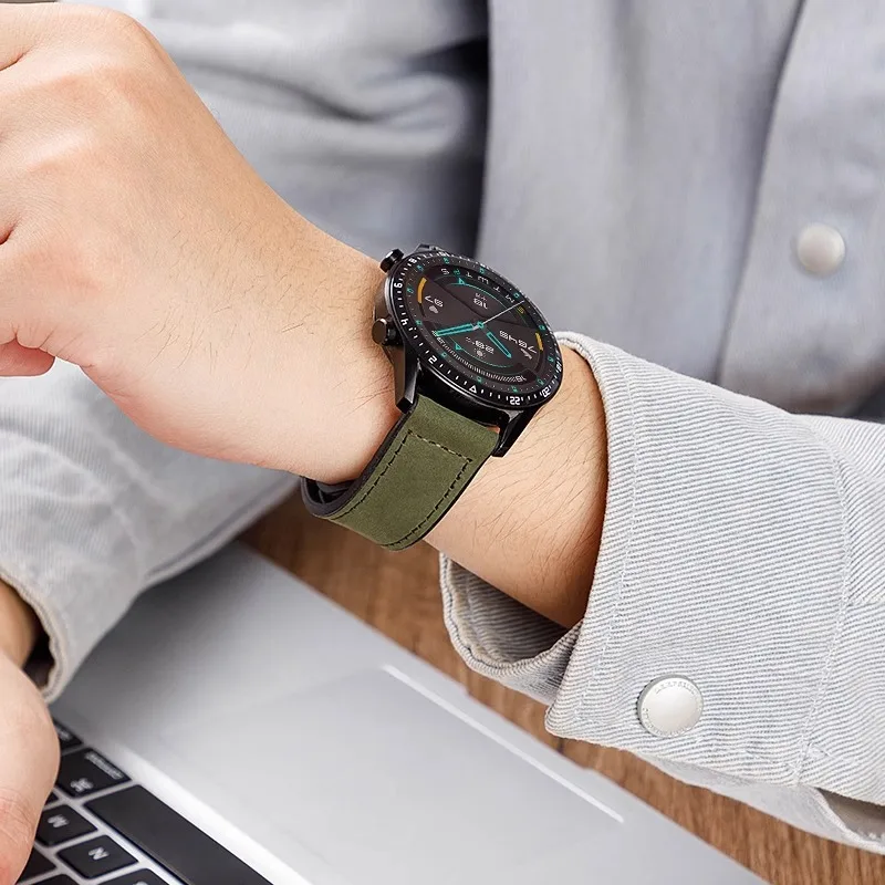 Magnetic Leather Silicone Sports Watch Strap