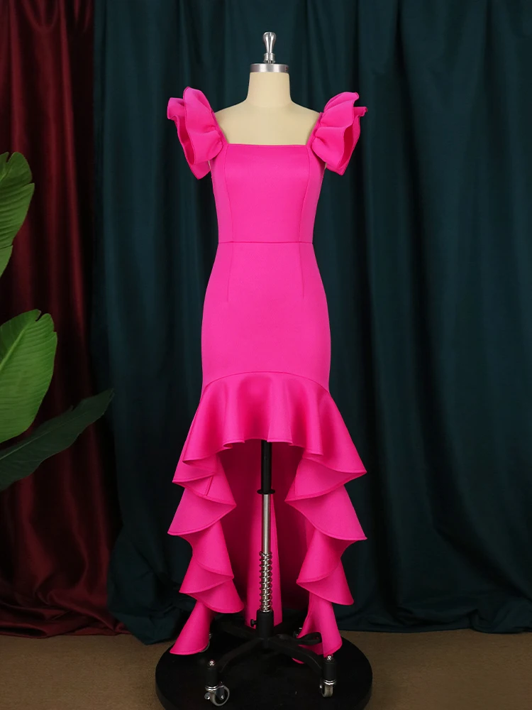 the red thread V ruffle dress fog