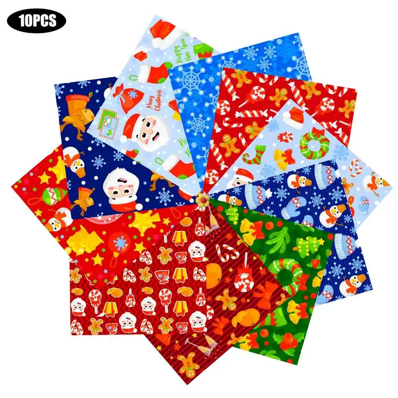 Christmas Material 10 Pieces Christmas Fabric Quilting Fabric