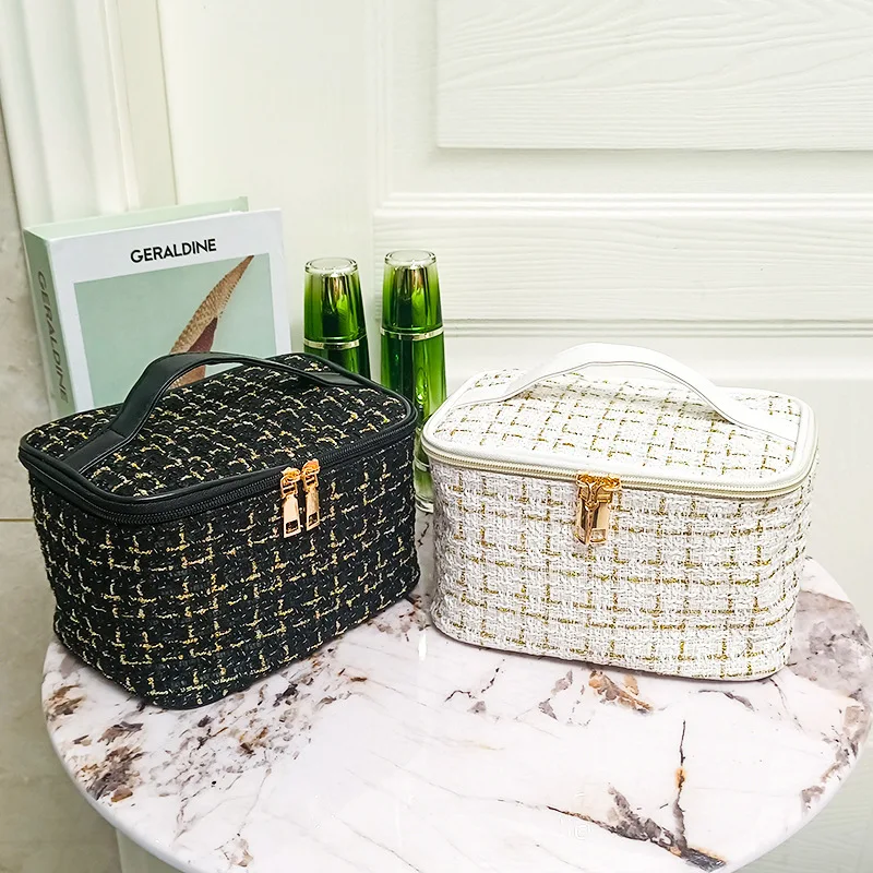 

New Thousand Bird Lattice Makeup Bag Skincare Storage Bag Portable Travel Senior Sense Handhold Wash Cosmetic Bag Box Organizer