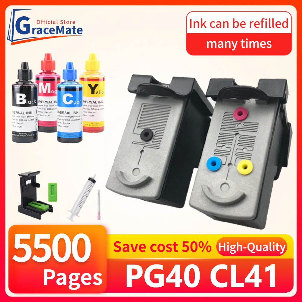 

PG40 CL41 Восстановленный совместимый чернильный картридж для принтера canon pixma картридж iP1300 iP1600 iP1700 iP1880 iP2200 iP2580