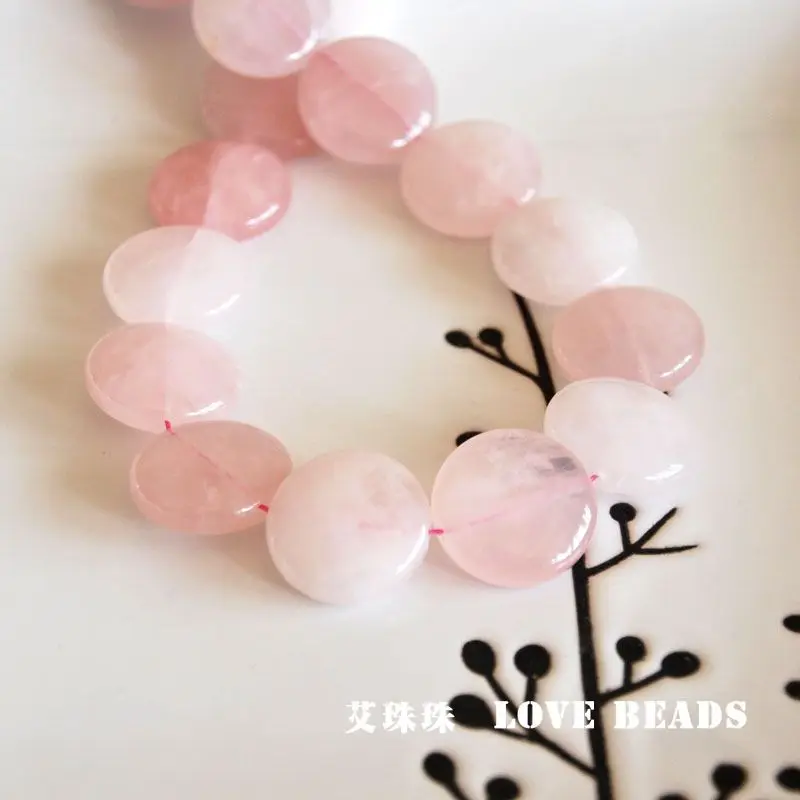 Natural Quartz Stone Beads Flat Button Beads Rose Quartz Crazy Lace Agate 20mm Jewelry Making DIY For Girls