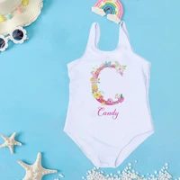Personalized Custom Initial Name Baby Girl Swimsuit 2-7 Year One Piece Swimwear Children's Beach Clothes Kid Summer Bathing Suit 4