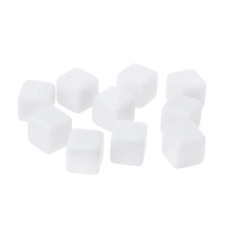

16 мм белые Акриловые Кубики, пустые кости для настольных игр, обучение математике, алфавитные цифры, изготовление пользовательских костей, 144 шт.