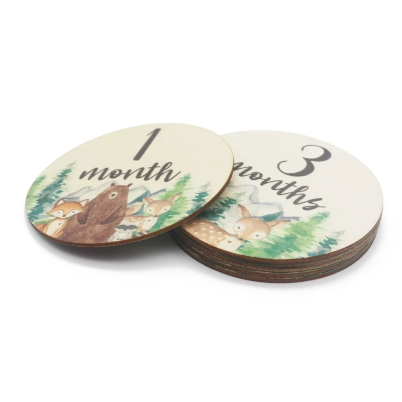 

6pcs Wooden Baby Monthly Cards Double Sided Photo Props for Boys and Girls Shower Gift Photo Prop Newborn Birthday Gifts