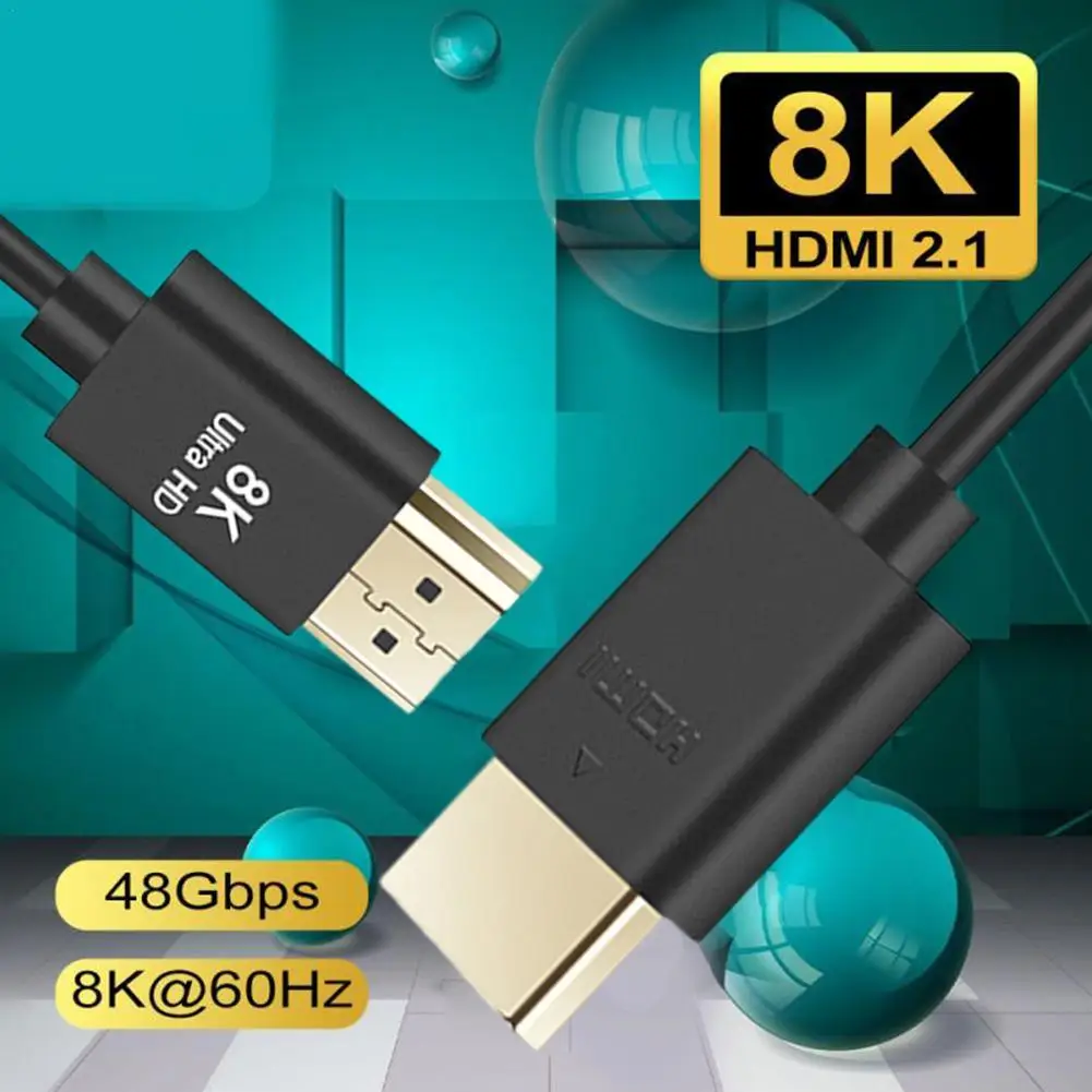 

HDMI 2,1 тонкий провод 8K ультрапрозрачный производитель подключенный к телевизору компьютеру проектор черный HDMI 2,1 провод высокой четкости медный сердечник