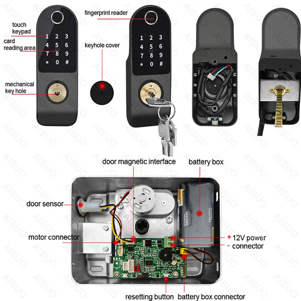 TUYA WIFI Smart Lock Fingerprint Biometric Digital Remote Control Outdoor Waterproof For Door