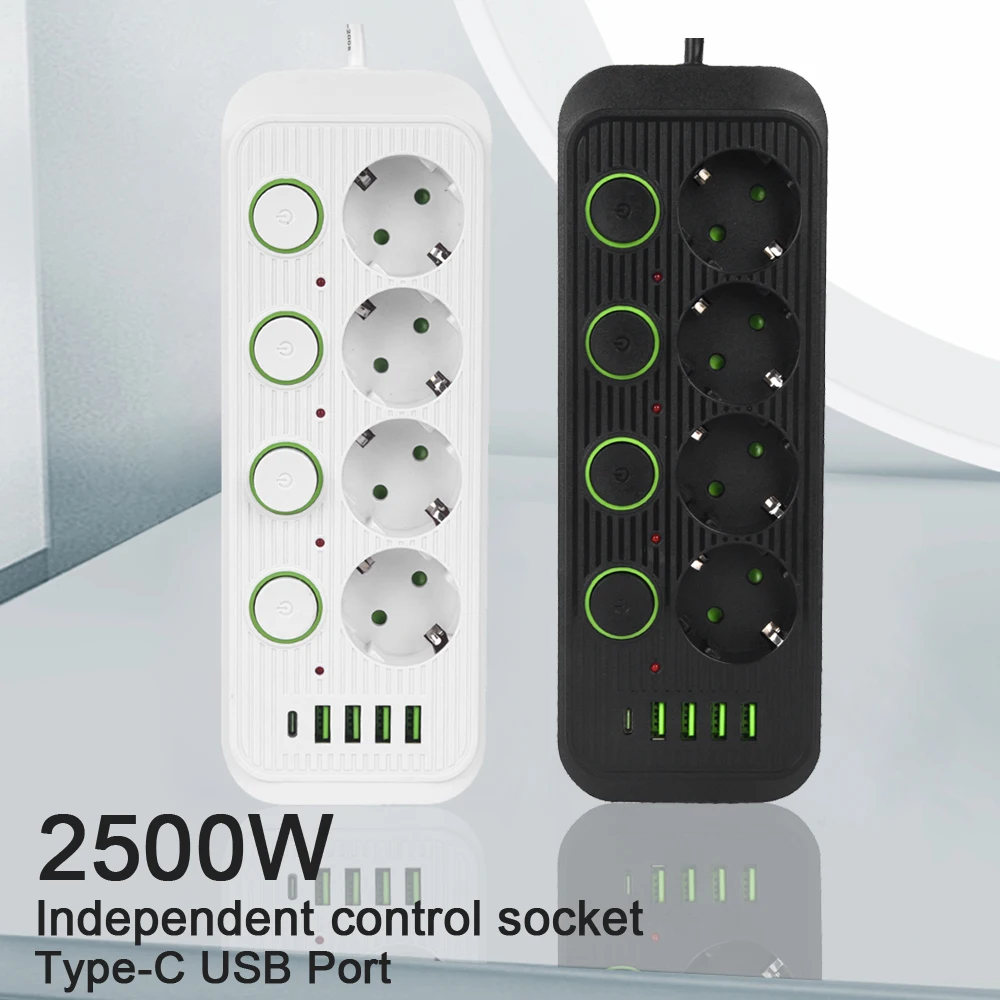 Plugue Múltiplos Tomadas ac Power Strip Cabo de Extensão com Portas Usb Protetor contra Surtos Filtro de Rede Interruptor Individual eu - Image 4