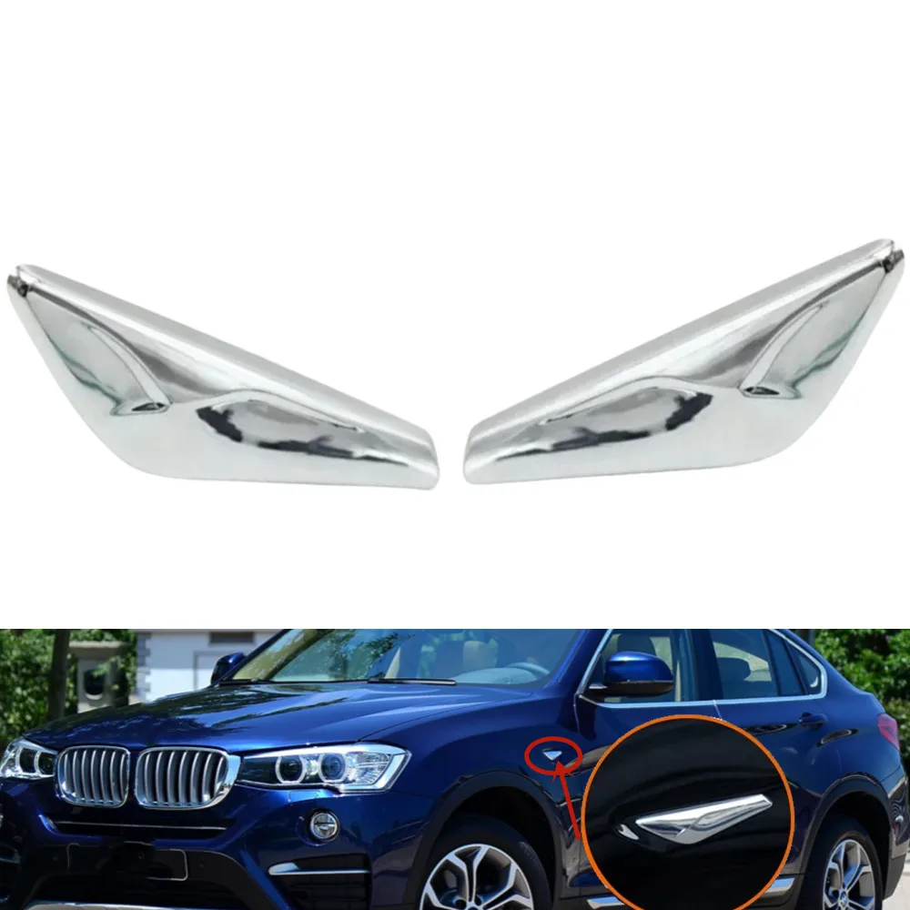 전면 좌측 우측 펜더 크롬 엠블럼 몰딩 트림 피니셔 장식, BMW X3 F25 2009-2017 X4 F26 2013-2018, 1 쌍