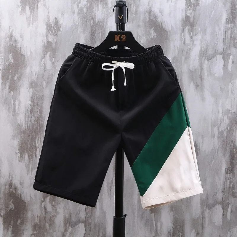 2023 Youth popular casual fashion straight Shorts Men wear color-matching beach pants thin quick-drying five-quarter pants