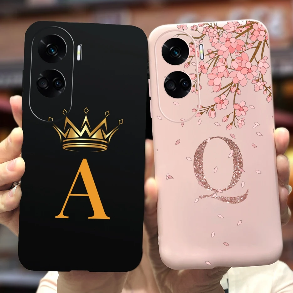 Cute Crown Letters Soft Silicone Phone Case Cover for Honor 90 Lite and Pro