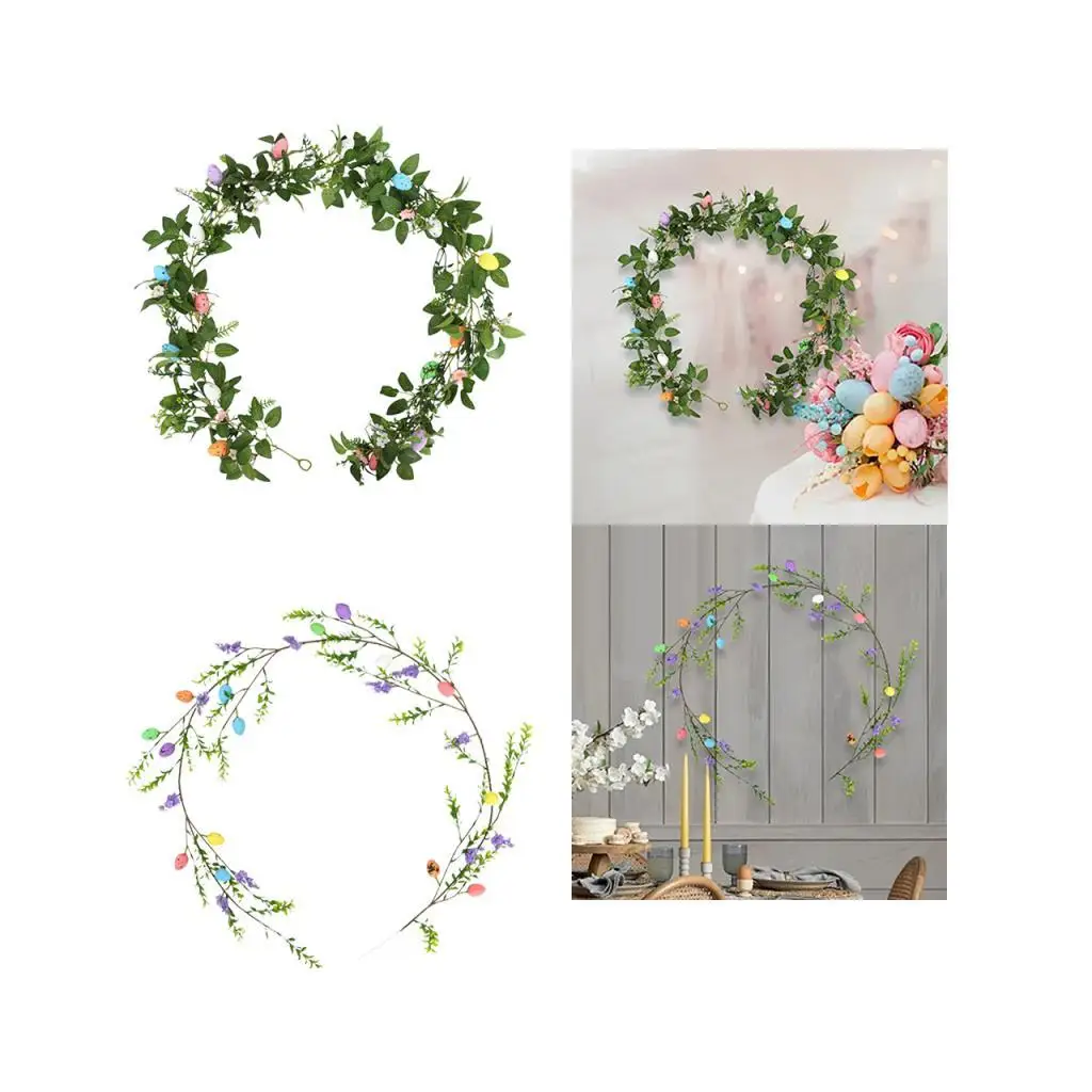Easter Flower Vines Garland Green Leaves Flower Garland Easter Day Supplies for Party Holiday Garden Celebration Indoor Outdoor