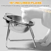 Stainless Steel Pet Bowl Slanted Anti Cervical Spondylosis for Cats and Dogs Dual Use Feeder