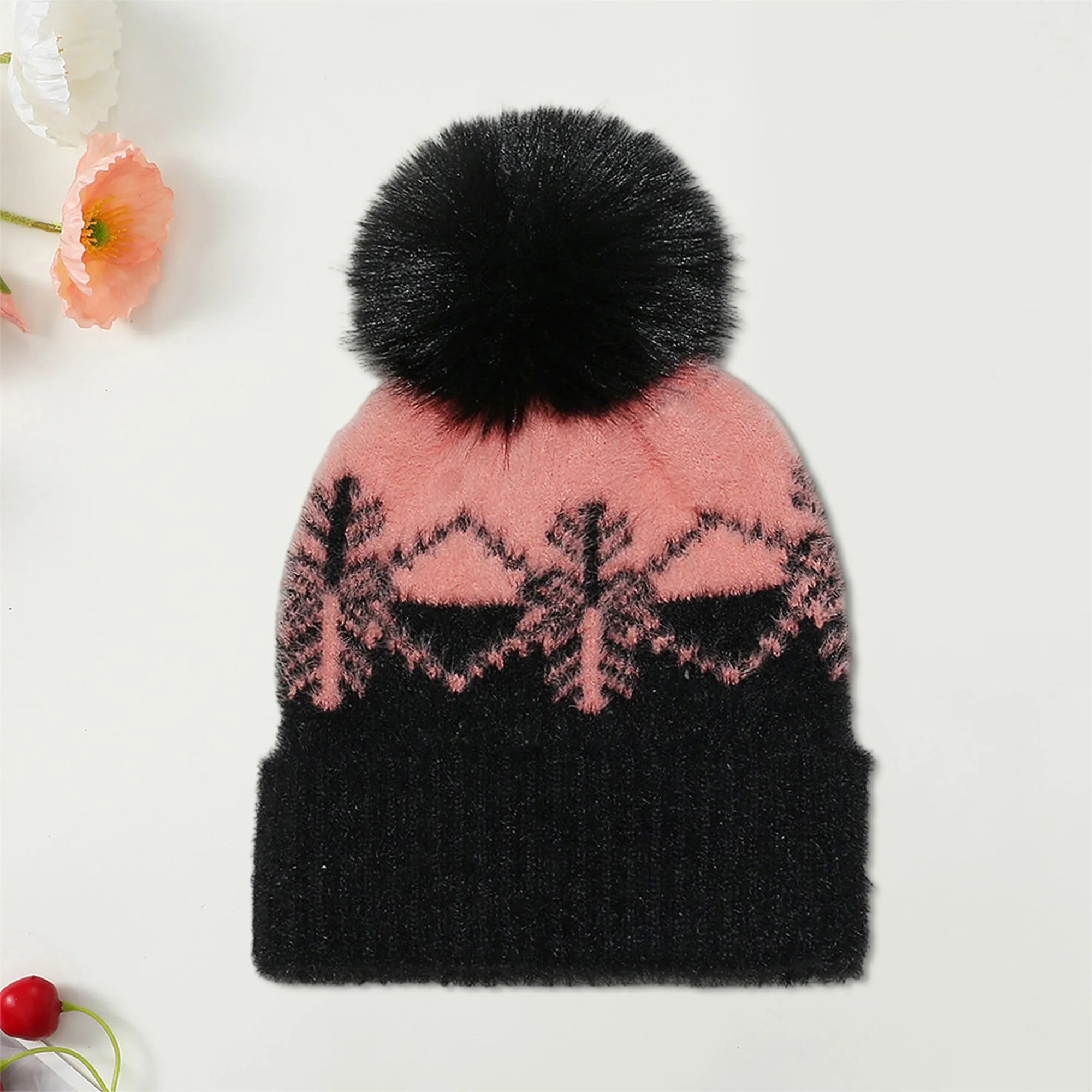 Christmas Santa Hat Cozy Knit Winter Beanie with Pom Pom Festive Holiday Headwear for Women Indoor and Outdoor Use