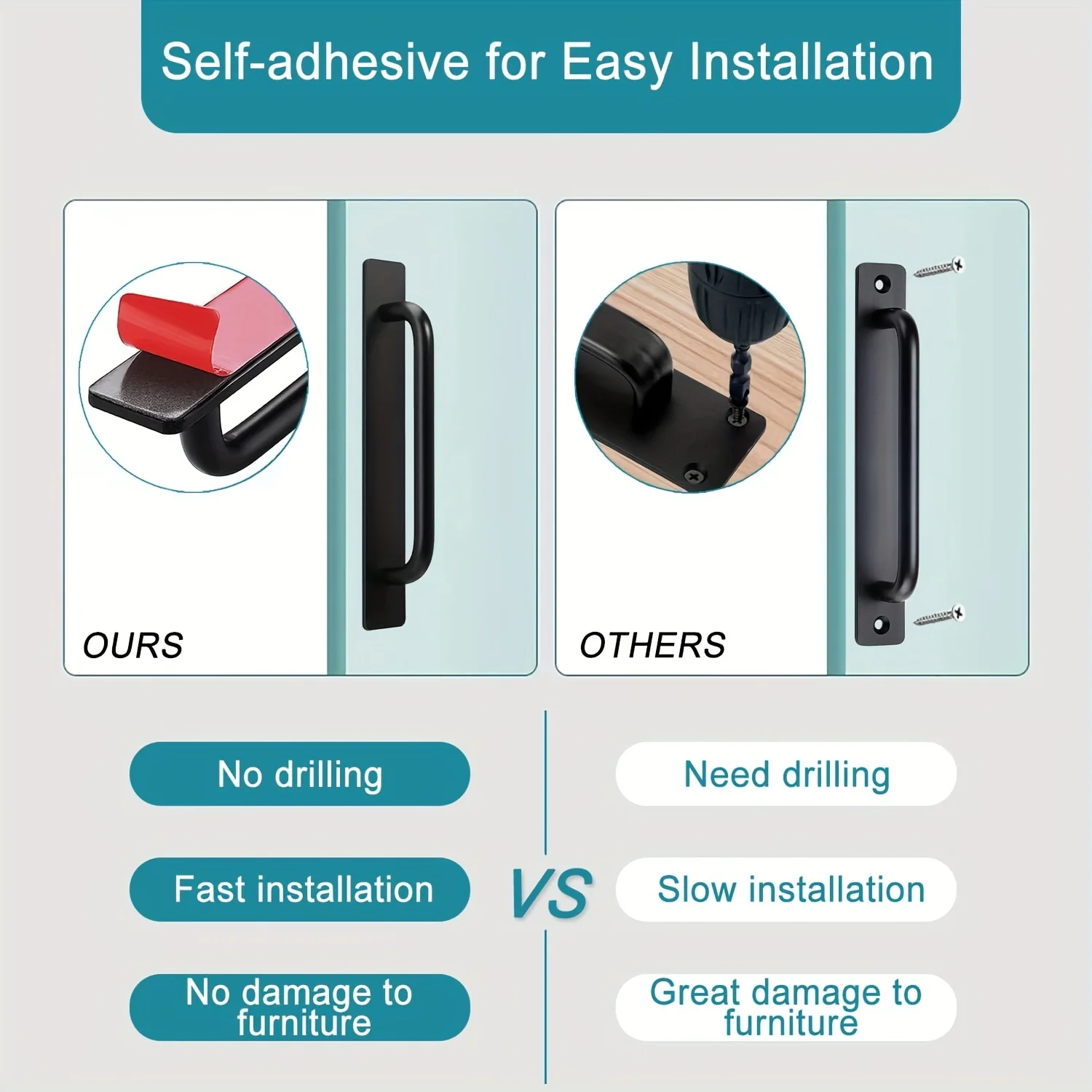 مقابض أدراج الخزانة الفورية ذاتية اللصق - مقابض أب...