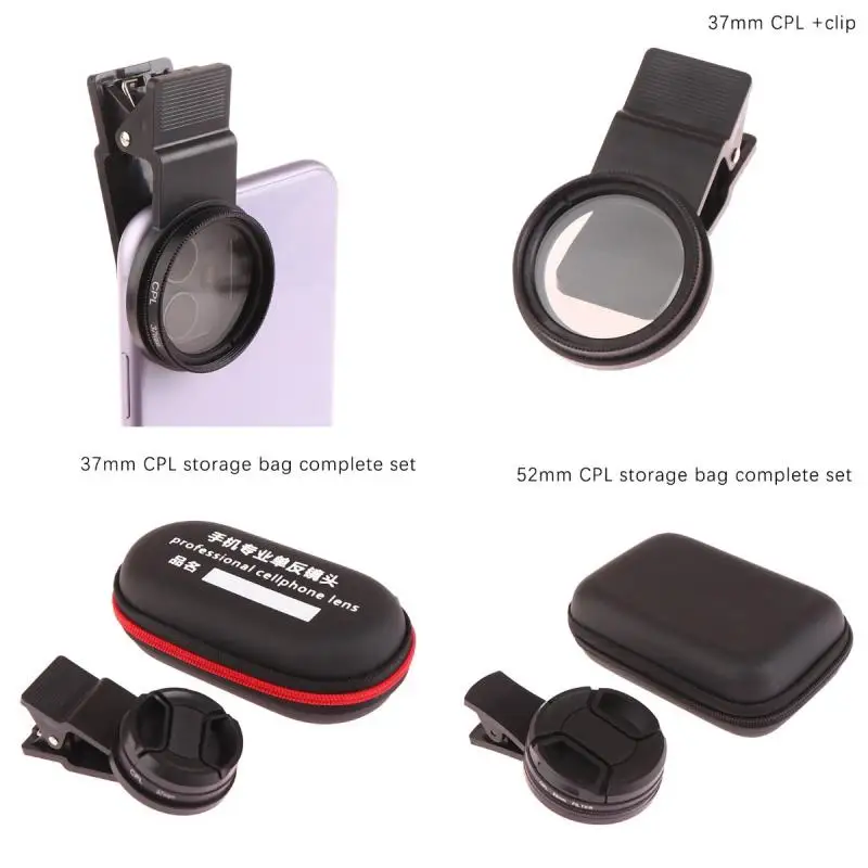 UniversalPortableProfessionalPhonePolarizerWideAngleLensWithClip3752MMCPLFilter