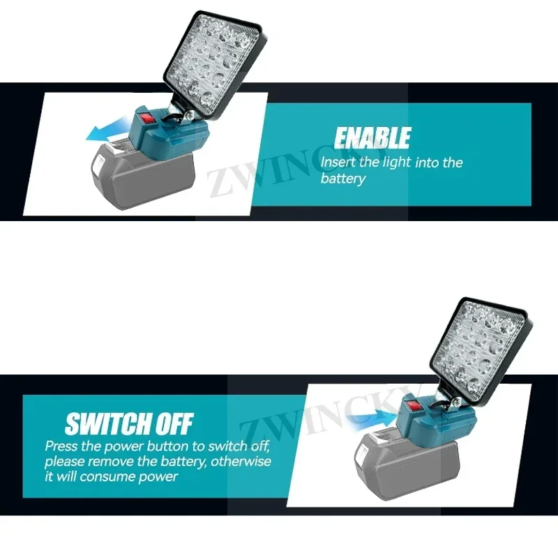 LED Work Light Makita Dewalt Milwaukee Battery Portable Spotlight Cordless Outdoor Fishing Handheld Emergency Lamp led flashlight led work light work light