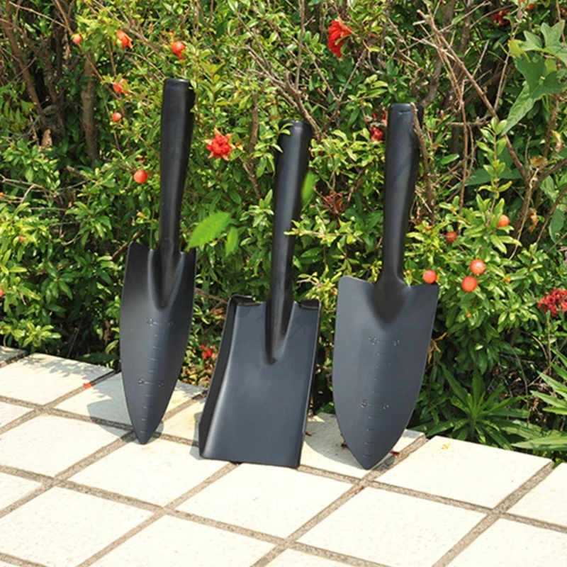 다용도 견고한 망간강 핸드 삽은 가정 정원 및 여행용 포팅 루트 파기 뿌리 덮개 체질에 적합합니다.