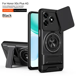 Military Armor Magnetic Phone Case with Camera Protection for Honor Play10A (SJia - Black)