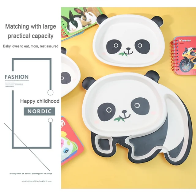 Vaisselle de bébé Panda en Fiber de bambou, bol, fourchette, tasse,  cuillère, assiette, plats d'alimentation pour enfants, ensemble de  vaisselle pour bébé - AliExpress