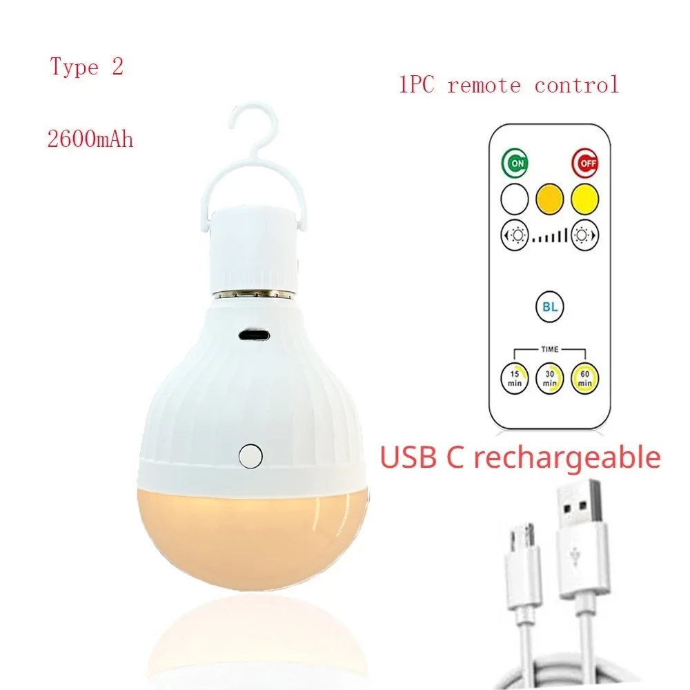  Bombilla recargable de 7 W con control remoto, paquete de 2  bombillas de emergencia para cortes de energía, bombilla de respaldo de  batería que se mantiene encendida cuando falla de energía