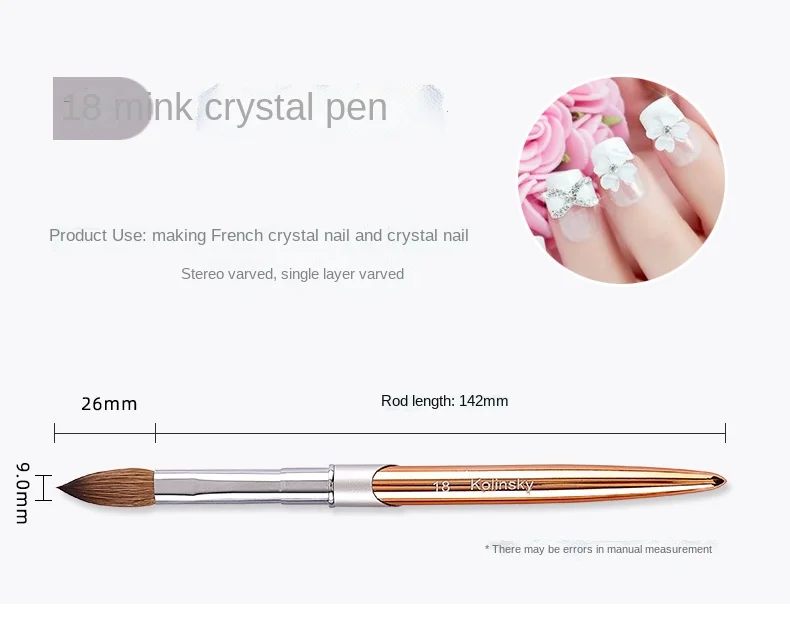 Professional Kolinsky Acrylic Nail Brush - Size 2-18#