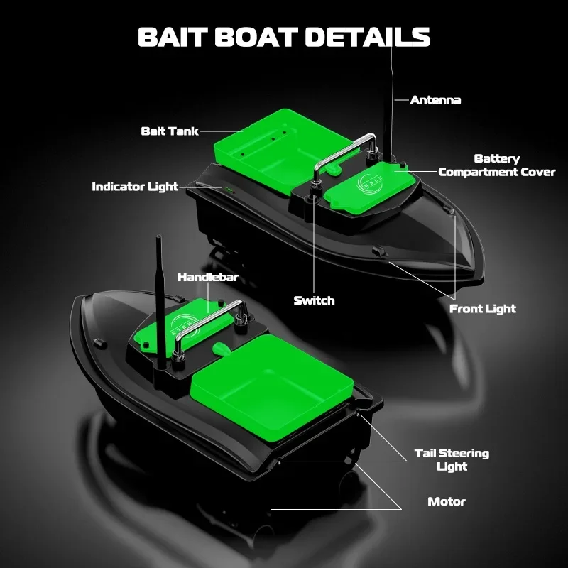 Description Picture 5 of itemMBLN RC Fishing Bait Boat, 500m Remote, Single Hopper, 2kg Load, Waterproof Design, Steady Cruise, Easy Return Feature. VX